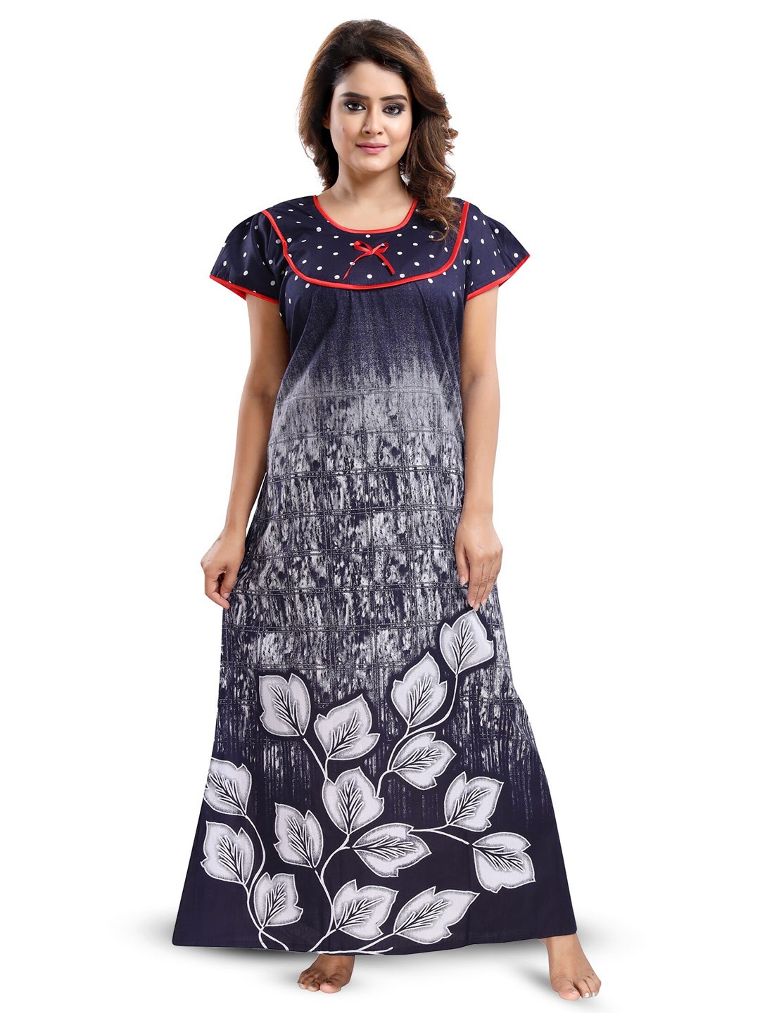 

Inner Beats Floral Printed Maxi Nightdress, Navy blue
