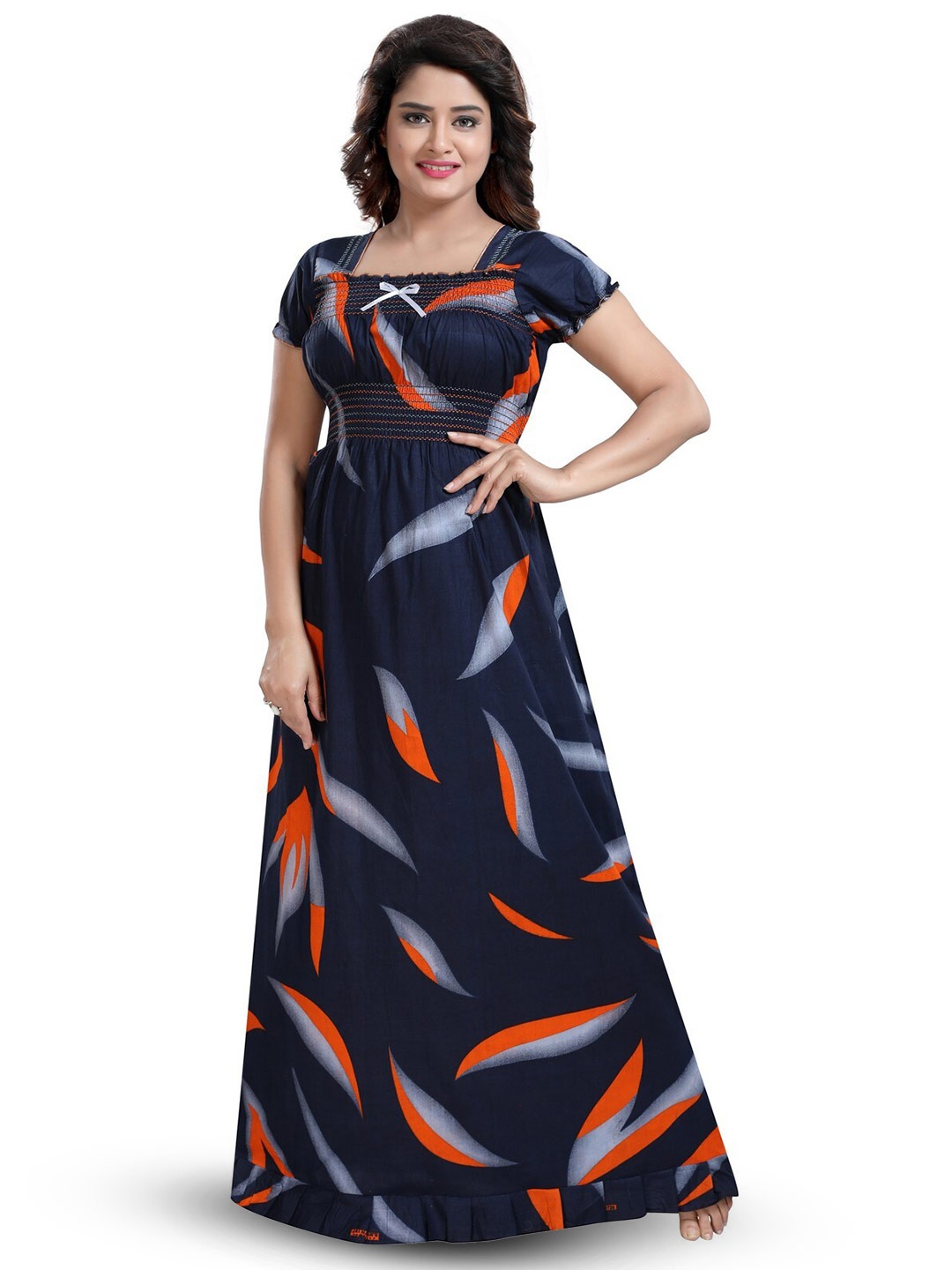 

Inner Beats Floral Printed Maxi Nightdress, Navy blue