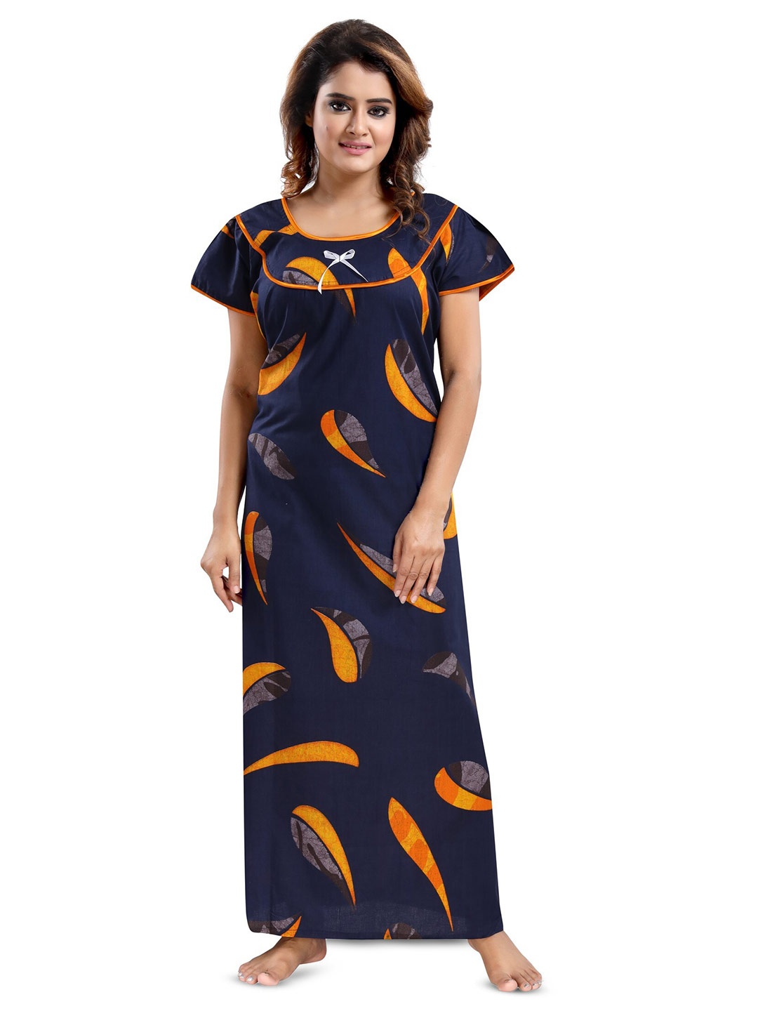 

Inner Beats Abstract Printed Maxi Nightdress, Navy blue