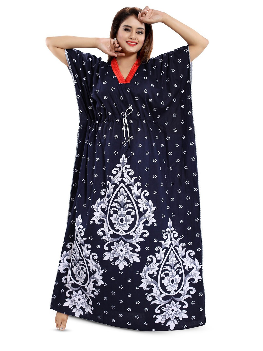 

Inner Beats Blue Printed Maxi Nightdress