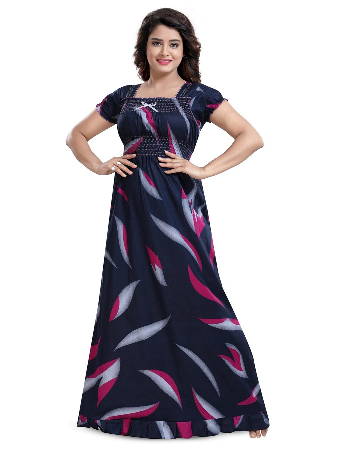 

Inner Beats Blue Printed Maxi Nightdress