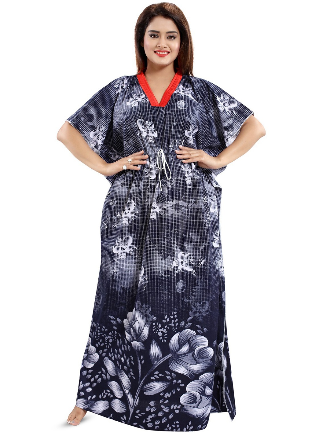 

Inner Beats Floral Printed Maxi Nightdress, Navy blue