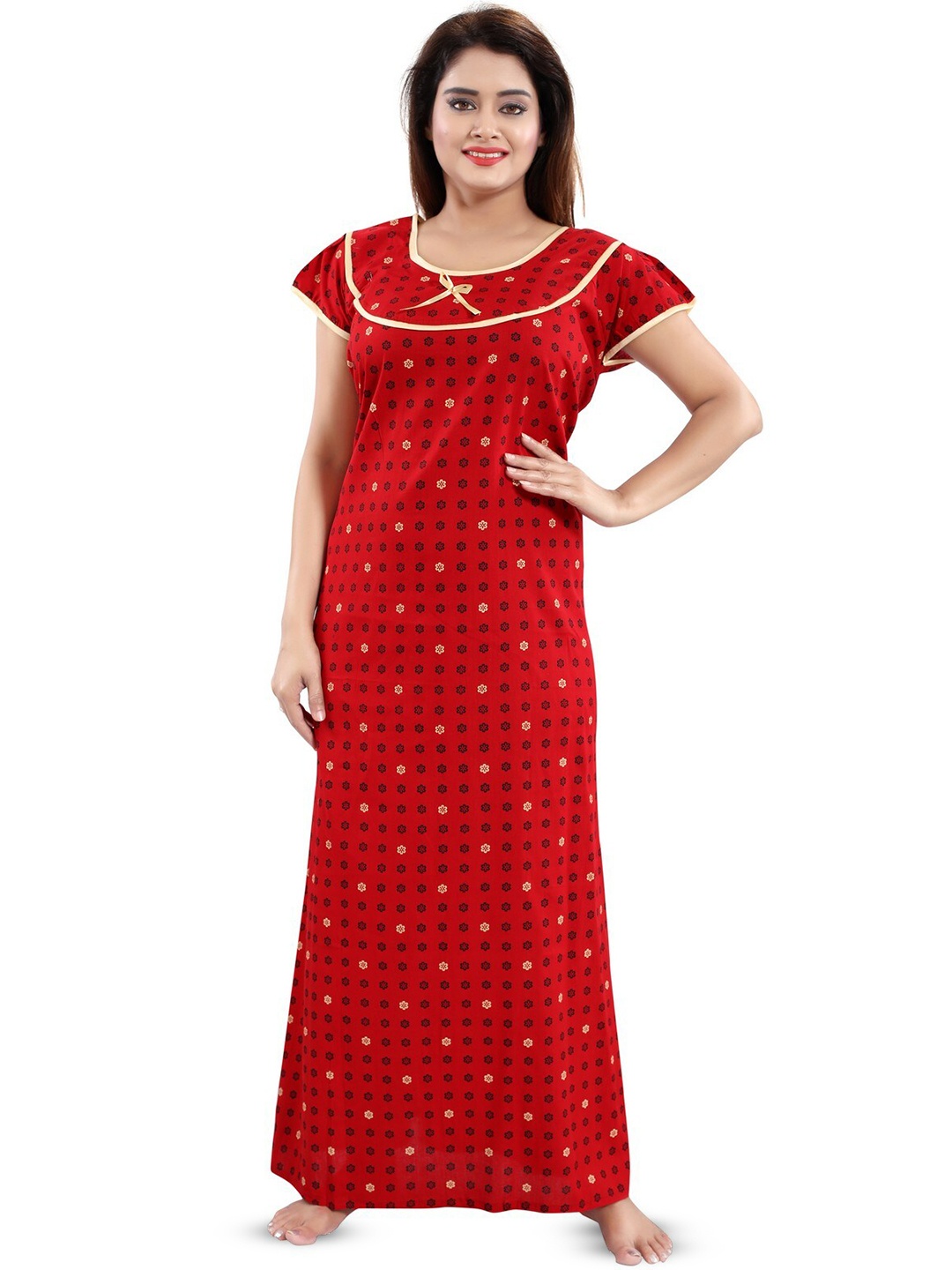 

Inner Beats Floral Printed Maxi Nightdress, Red