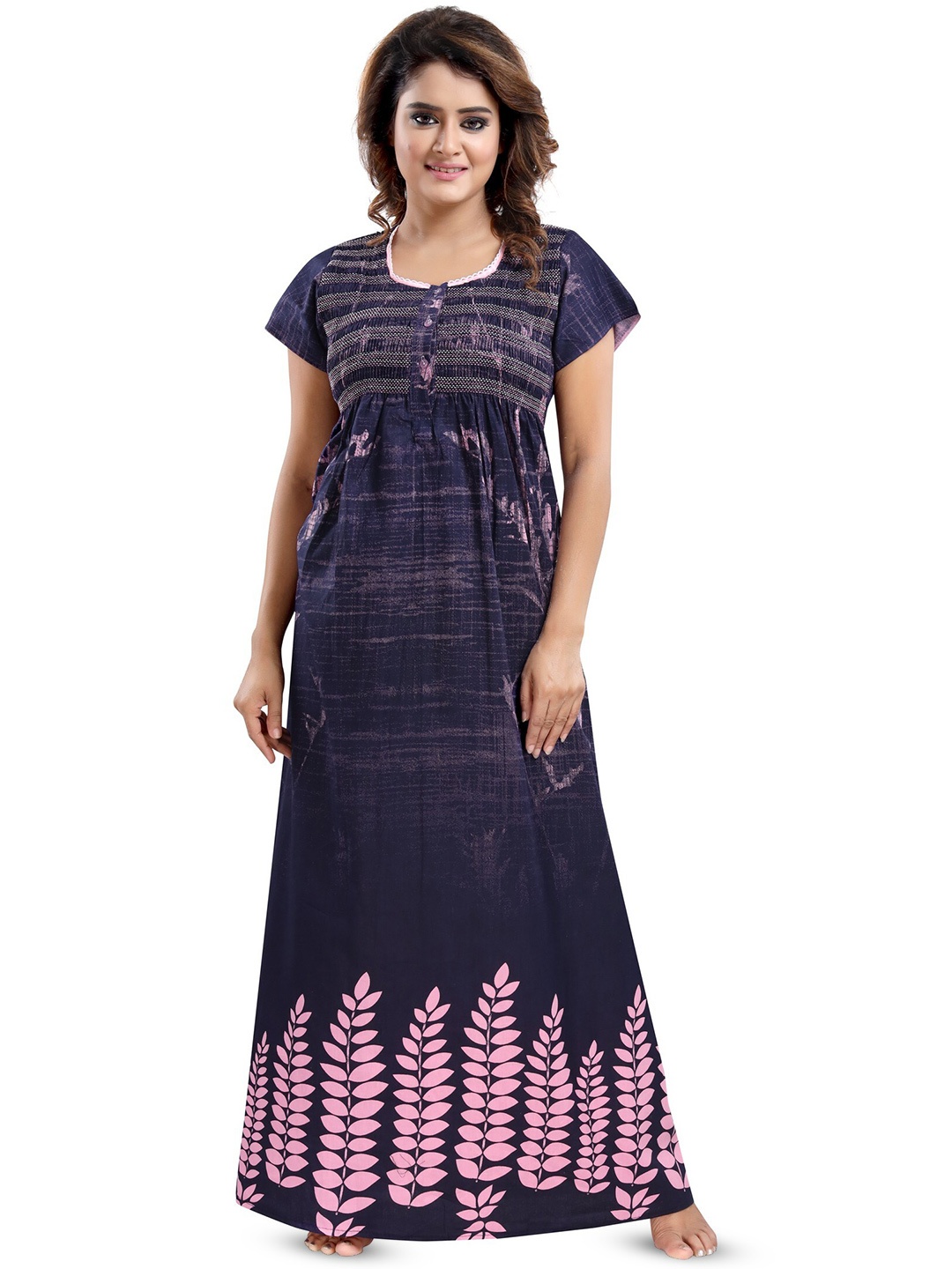 

Inner Beats Floral Printed Maxi Nightdress, Blue