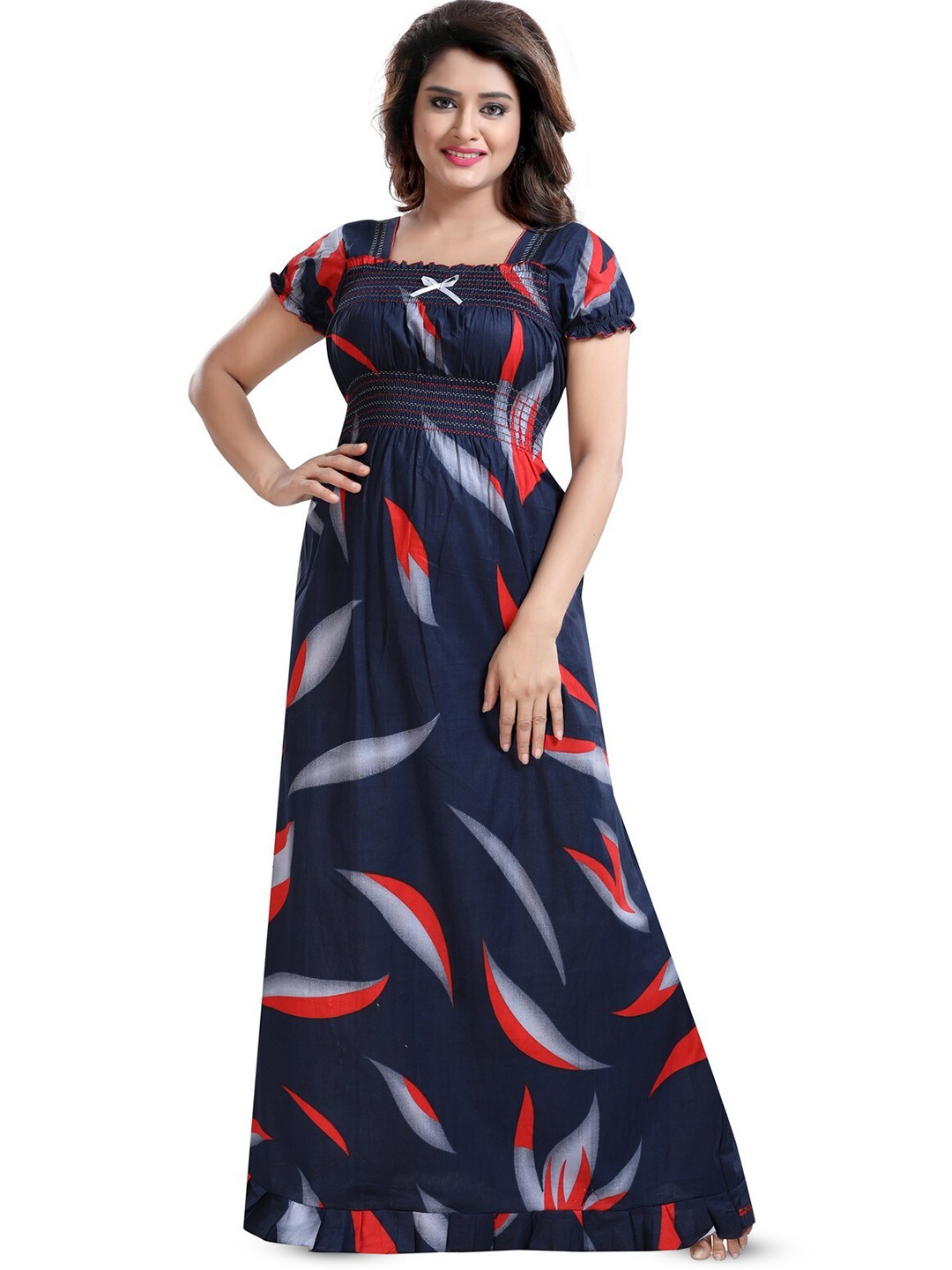 

Inner Beats Abstract Printed Maxi Nightdress, Navy blue