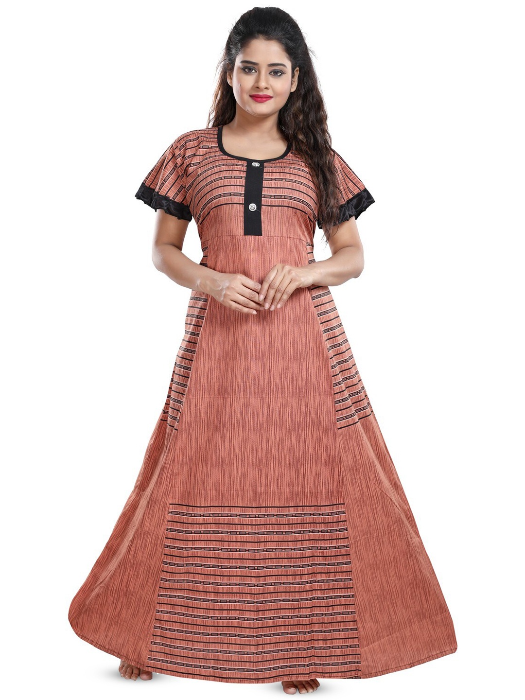 

Inner Beats Striped Maxi Nightdress, Peach
