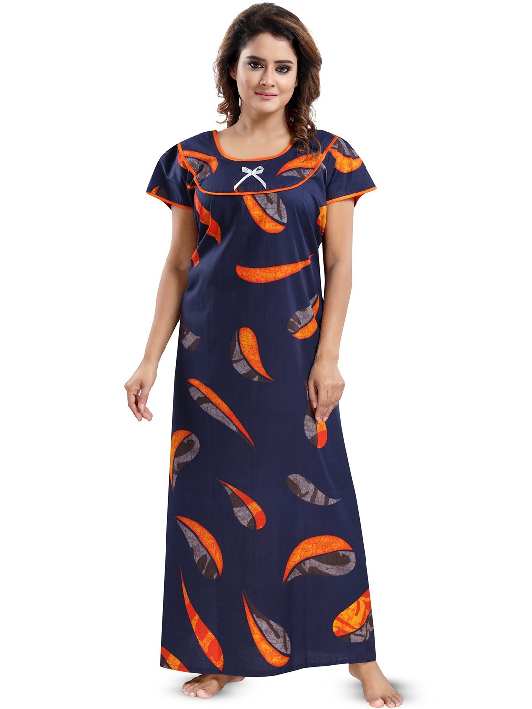 

Inner Beats Abstract Printed Maxi Nightdress, Navy blue