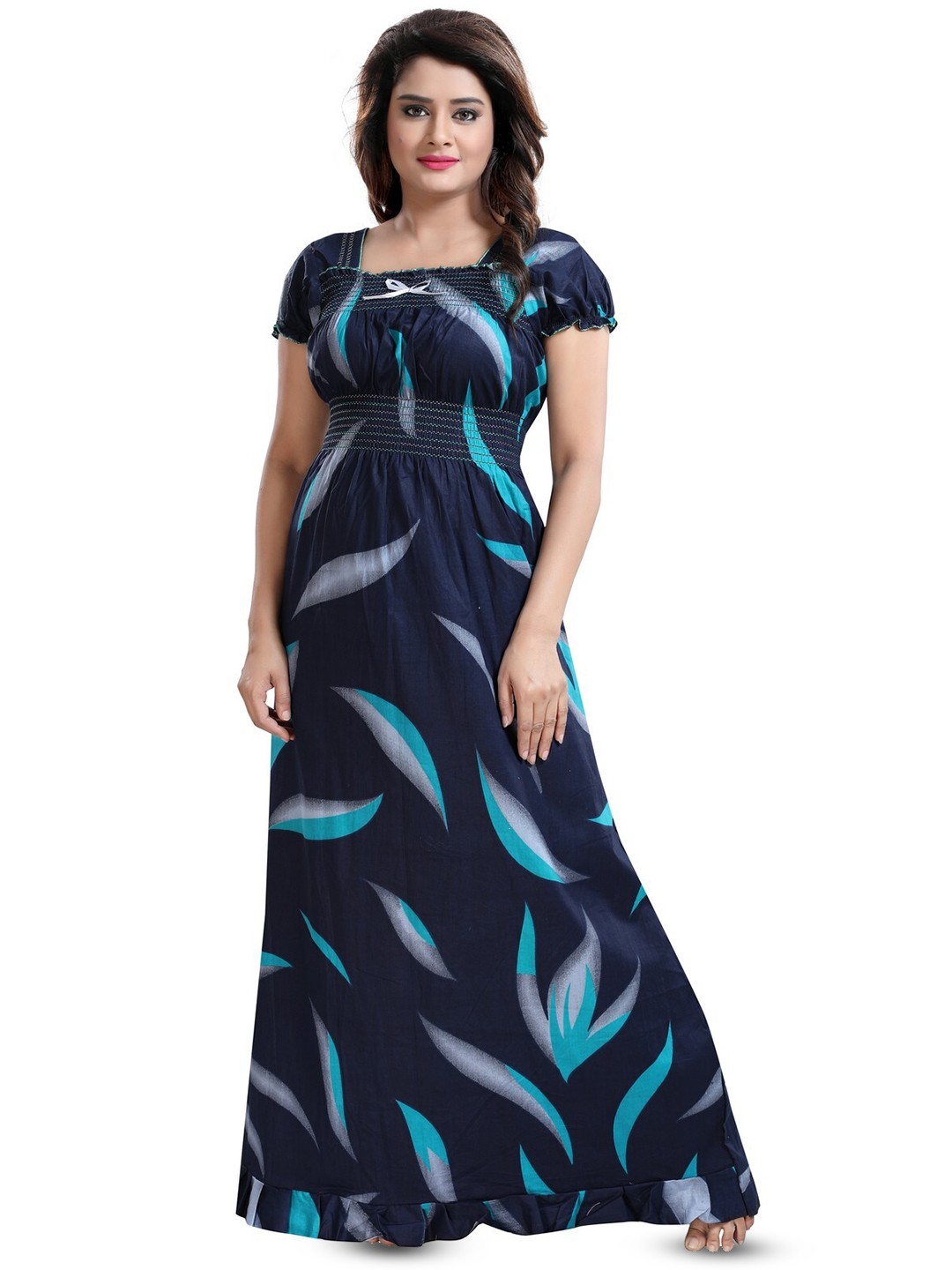 

Inner Beats Floral Printed Maxi Nightdress, Blue