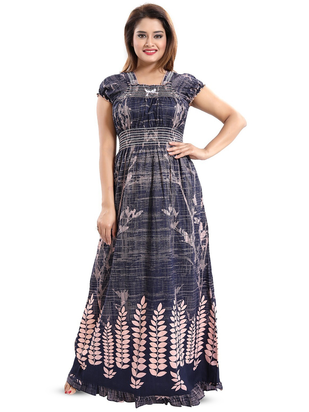 

Inner Beats Floral Printed Maxi Nightdress, Blue