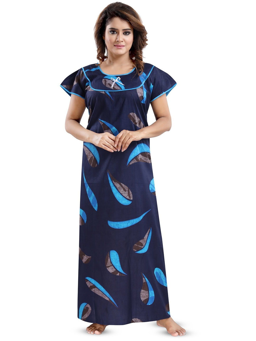 

Inner Beats Floral Printed Maxi Nightdress, Blue