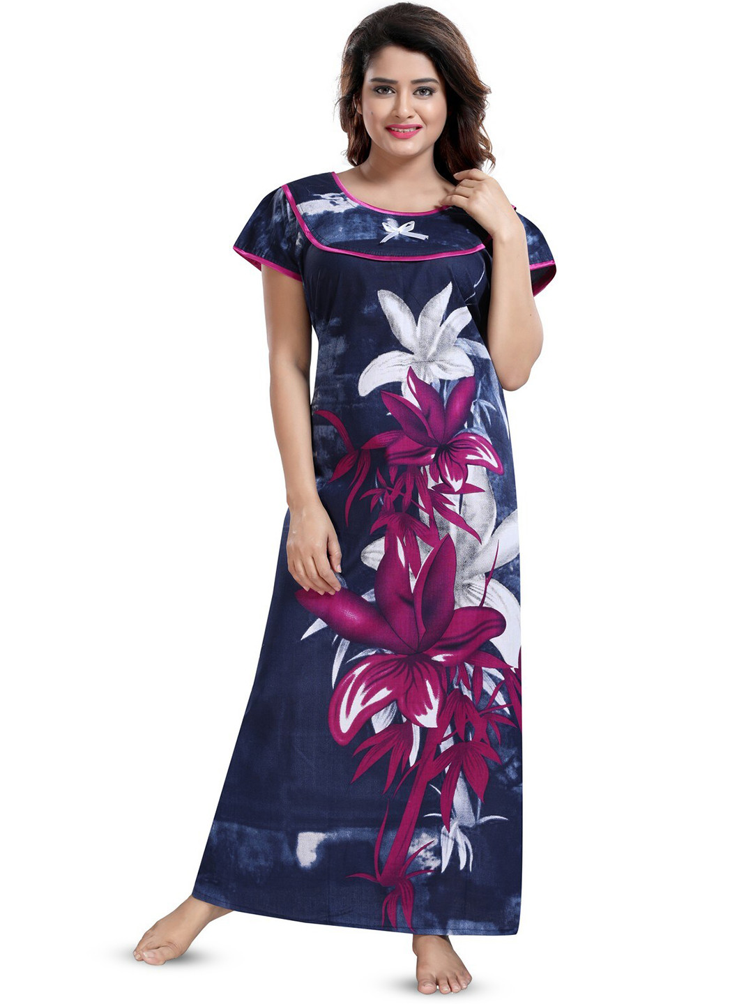 

Inner Beats Floral Printed Maxi Nightdress, Blue