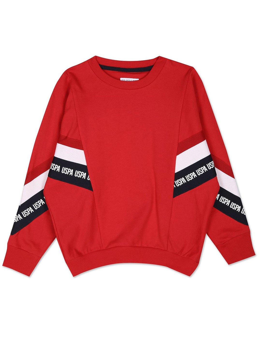 

U.S. Polo Assn. Kids Girls Typography Printed Cotton Sweatshirt, Red