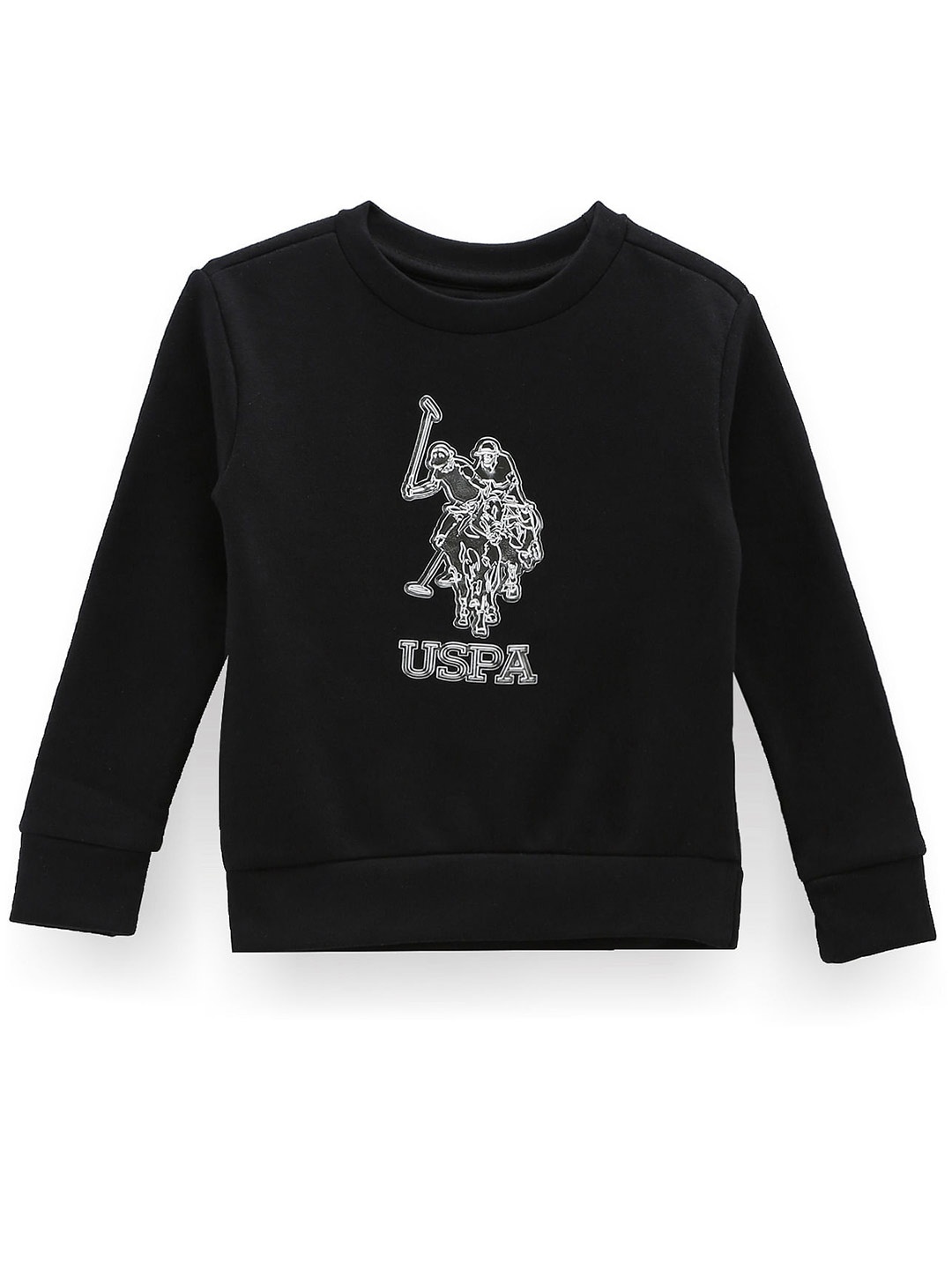 

U.S. Polo Assn. Kids Boys Typography Printed Cotton Sweatshirt, Black