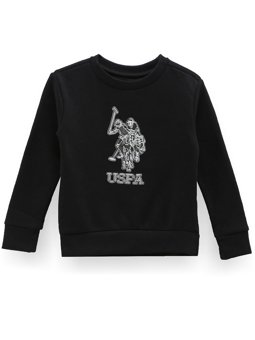 

U.S. Polo Assn. Kids Boys Typography Printed Cotton Sweatshirt, Black