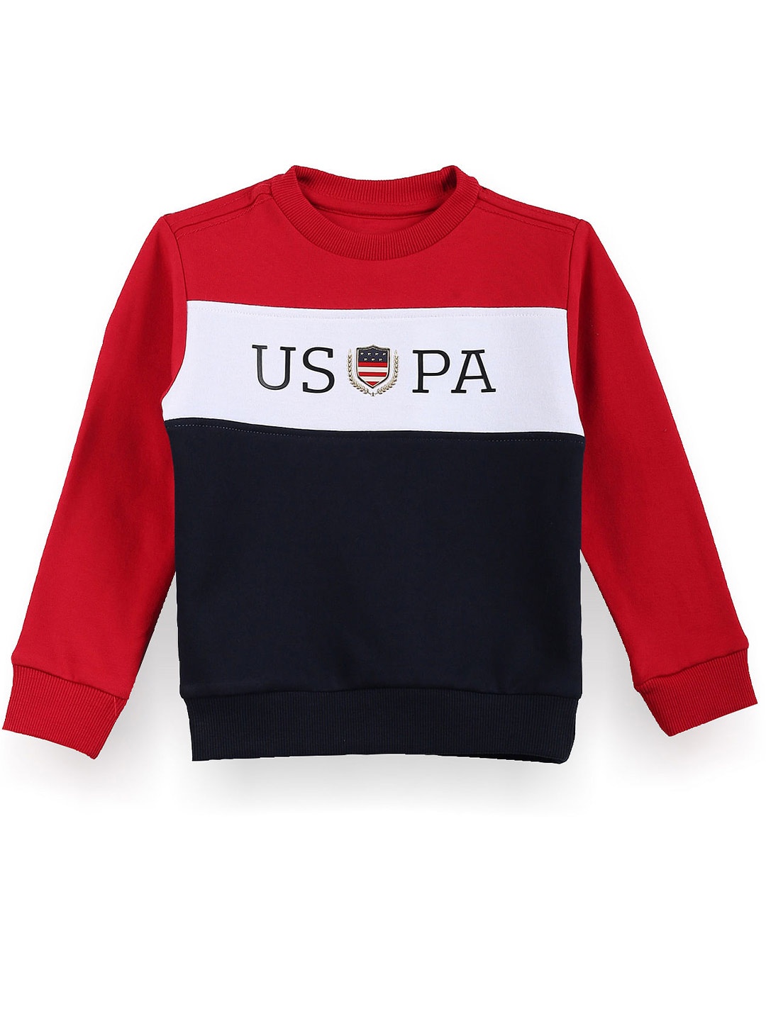 

U.S. Polo Assn. Kids Boys Typography Printed Cotton Sweatshirt, Red