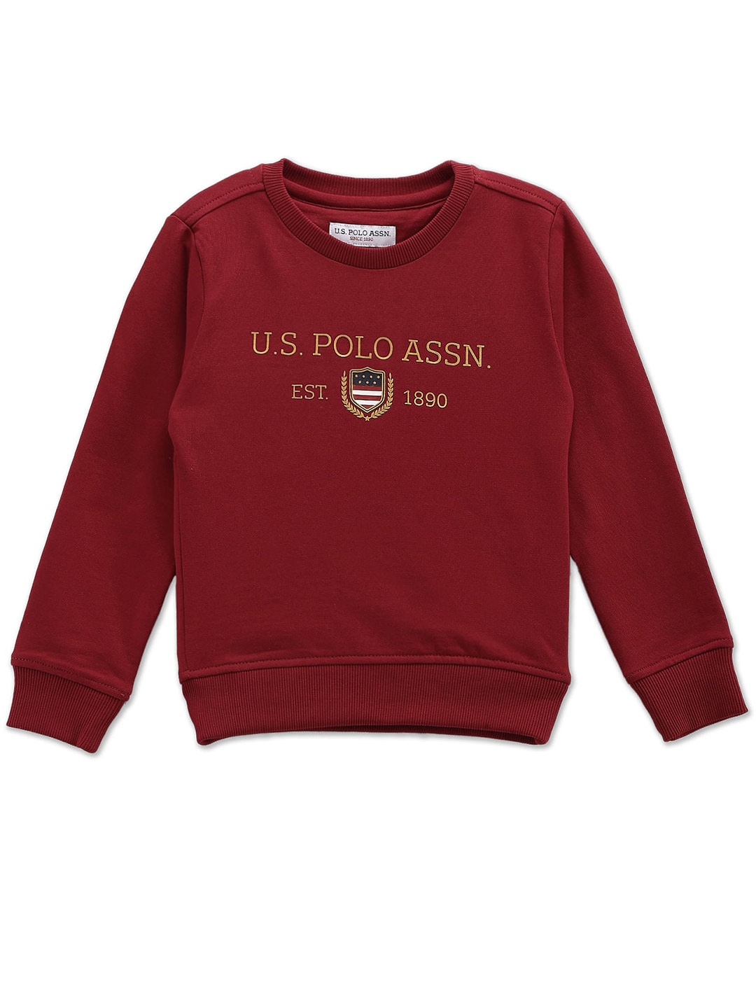 

U.S. Polo Assn. Kids Boys Typography Printed Cotton Sweatshirt, Red