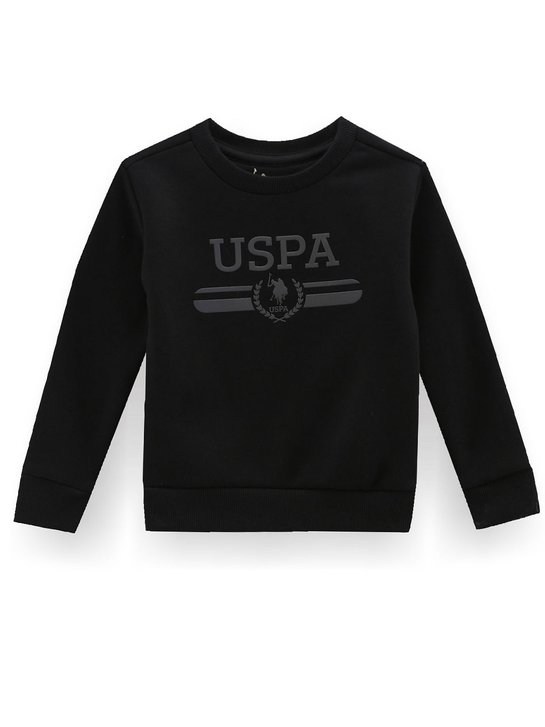 

U.S. Polo Assn. Kids Boys Typography Printed Cotton Sweatshirt, Black