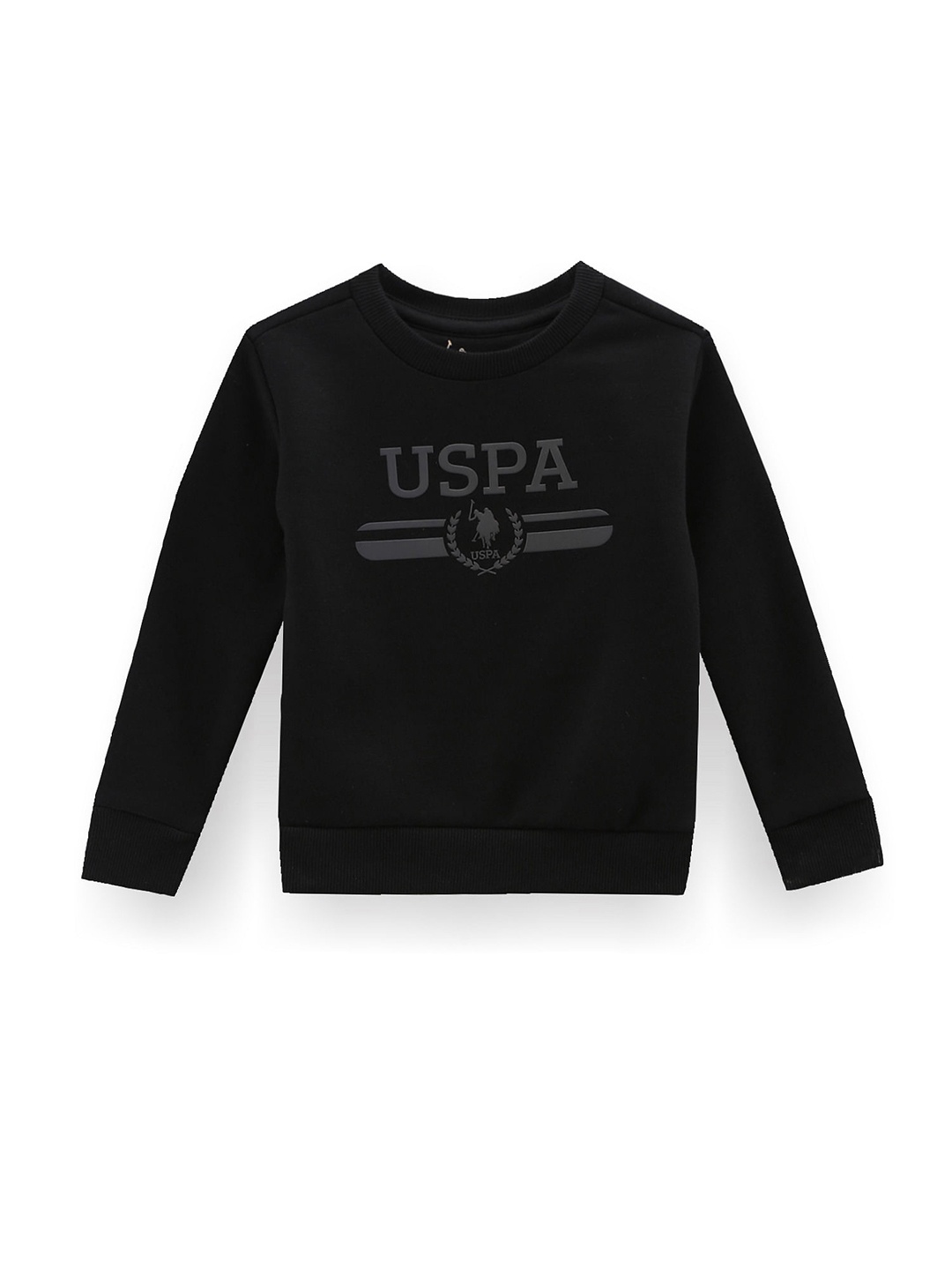 

U.S. Polo Assn. Kids Boys Typography Printed Cotton Sweatshirt, Black