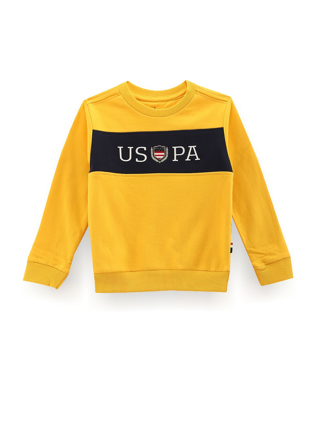 

U.S. Polo Assn. Kids Boys Typography Printed Cotton Sweatshirt, Yellow