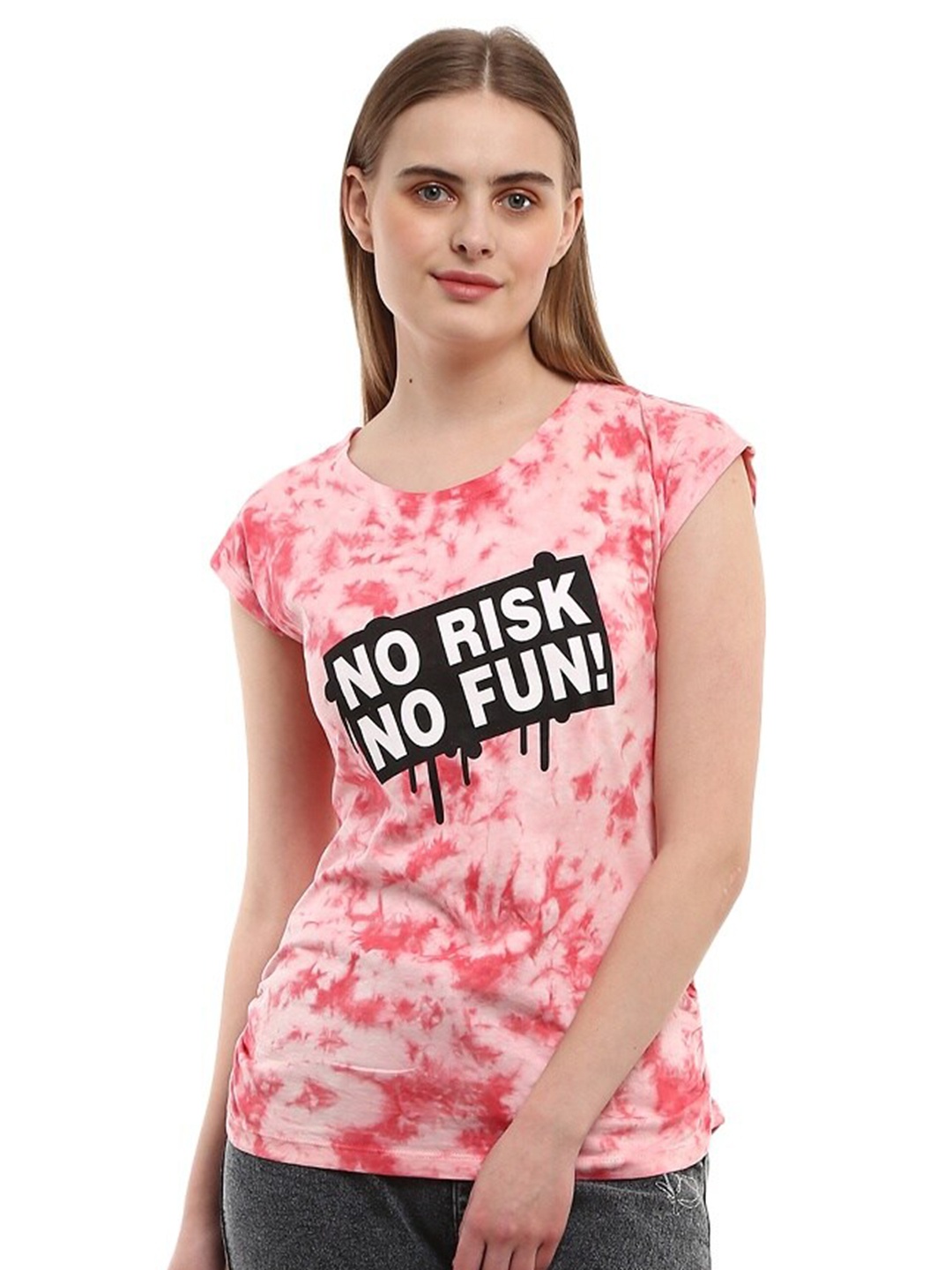 

V-Mart Typography Printed Cotton T-Shirt, Pink