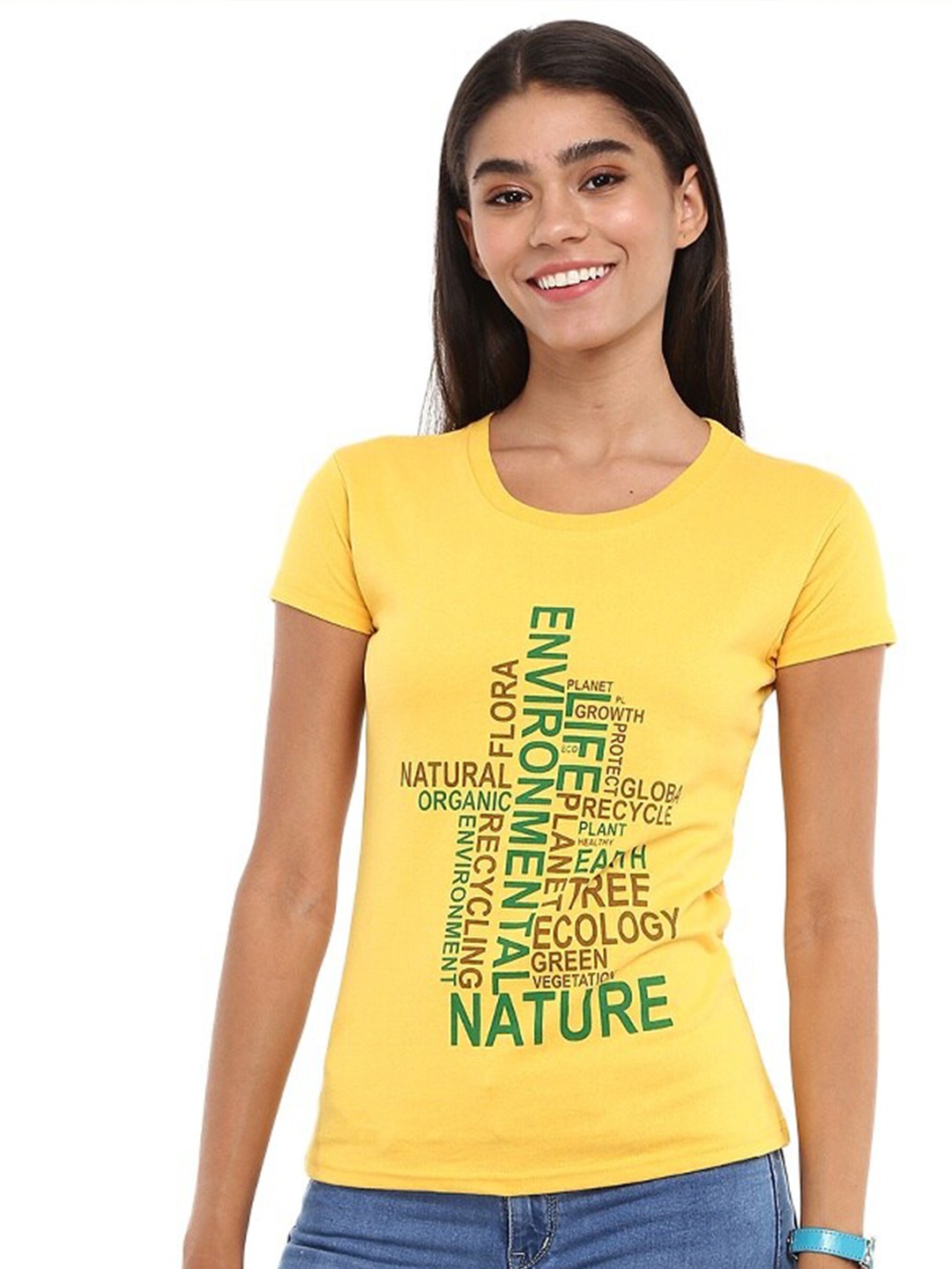 

V-Mart Typography Printed Regular Fit Casual T-shirt, Yellow