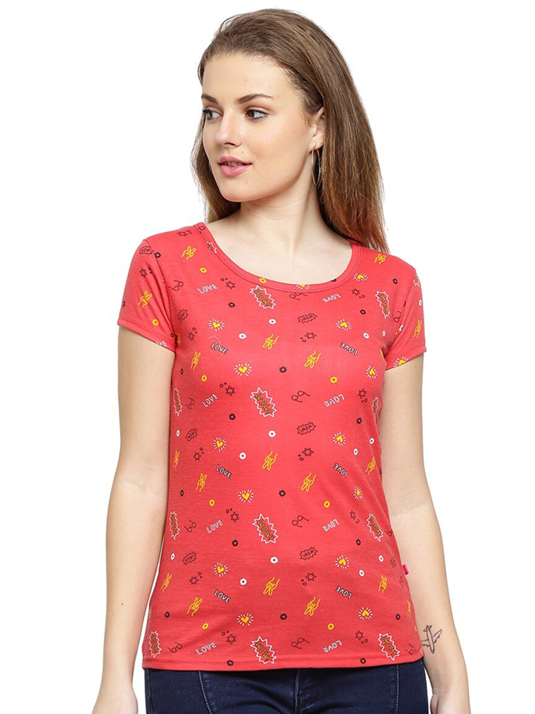 

V-Mart Typography Printed Cotton T-Shirt, Red