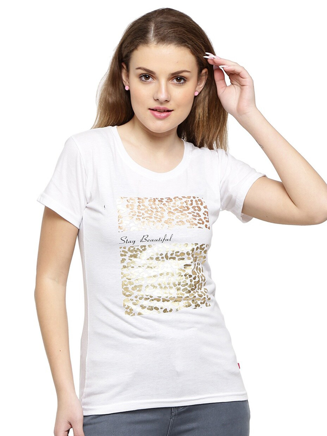 

V-Mart Typography Printed Round Neck T-shirt, White