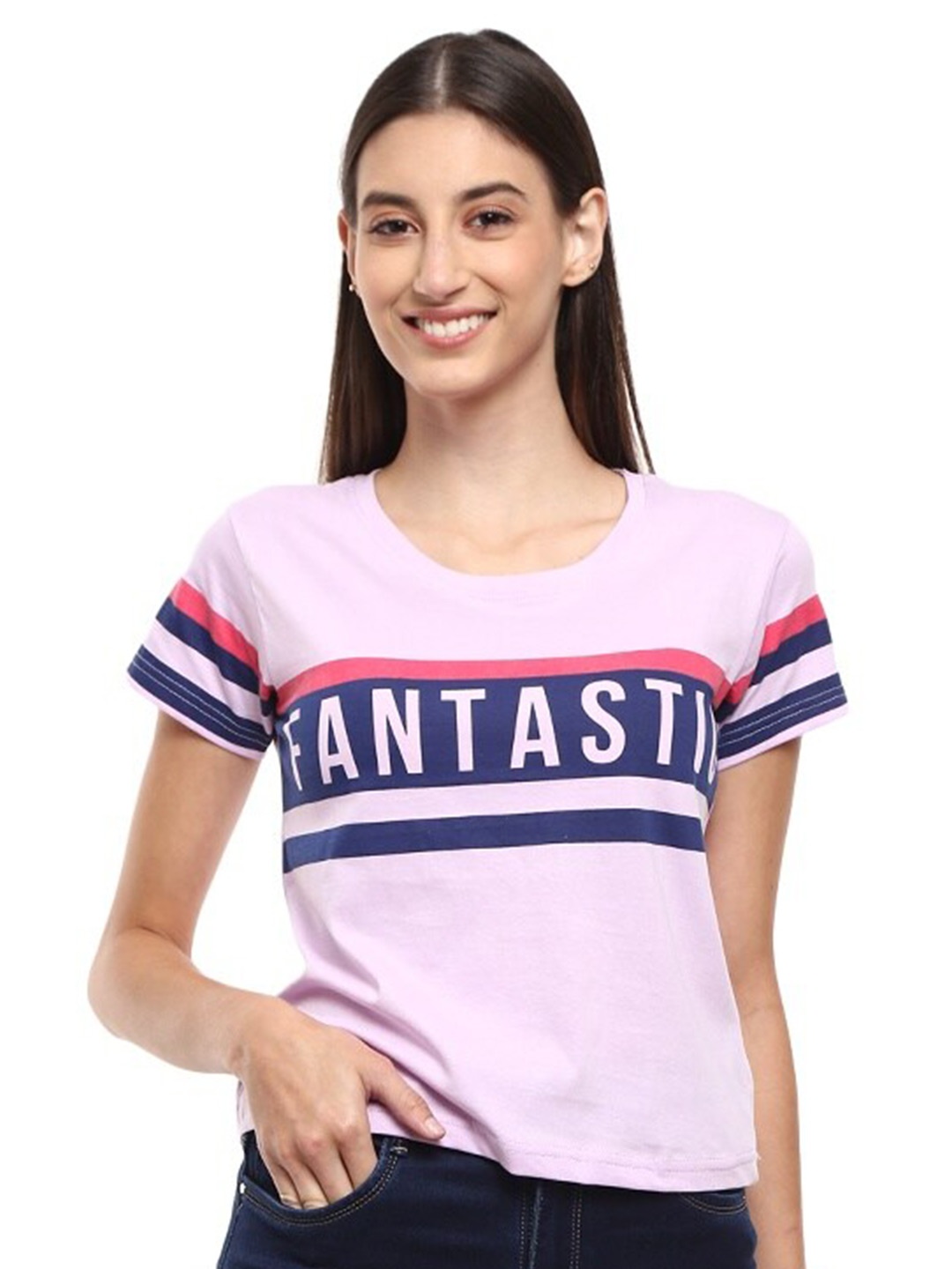 

V-Mart Typography Printed T-shirt, Lavender