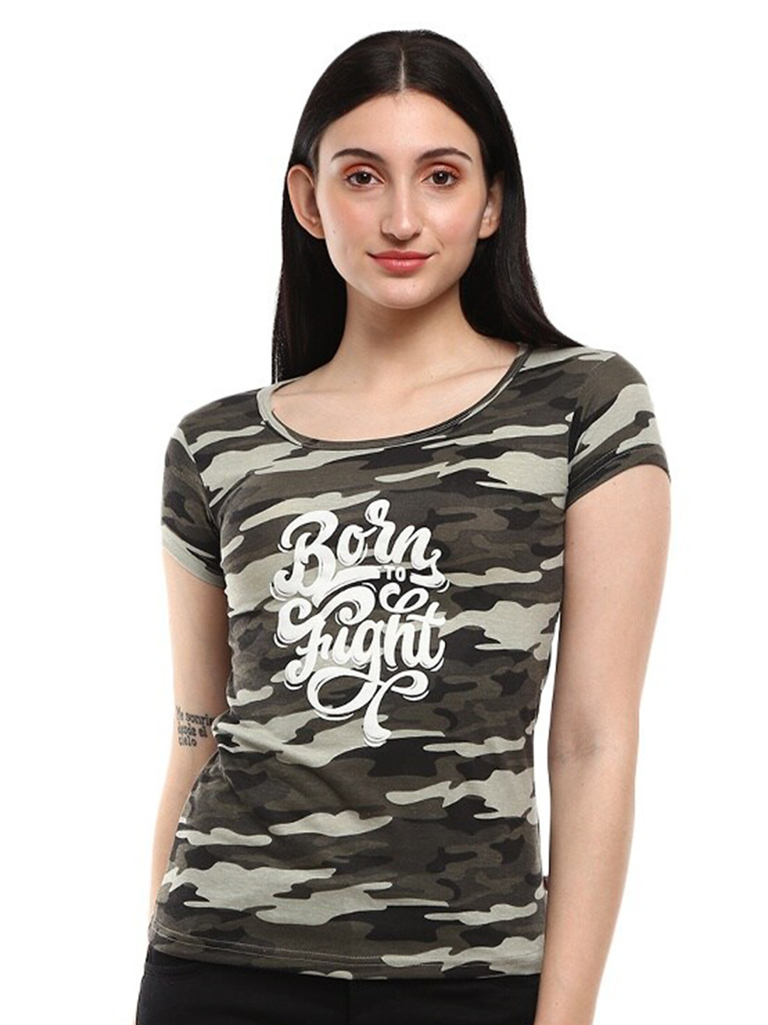 

V-Mart Typography Printed Round Neck T-shirt, Green
