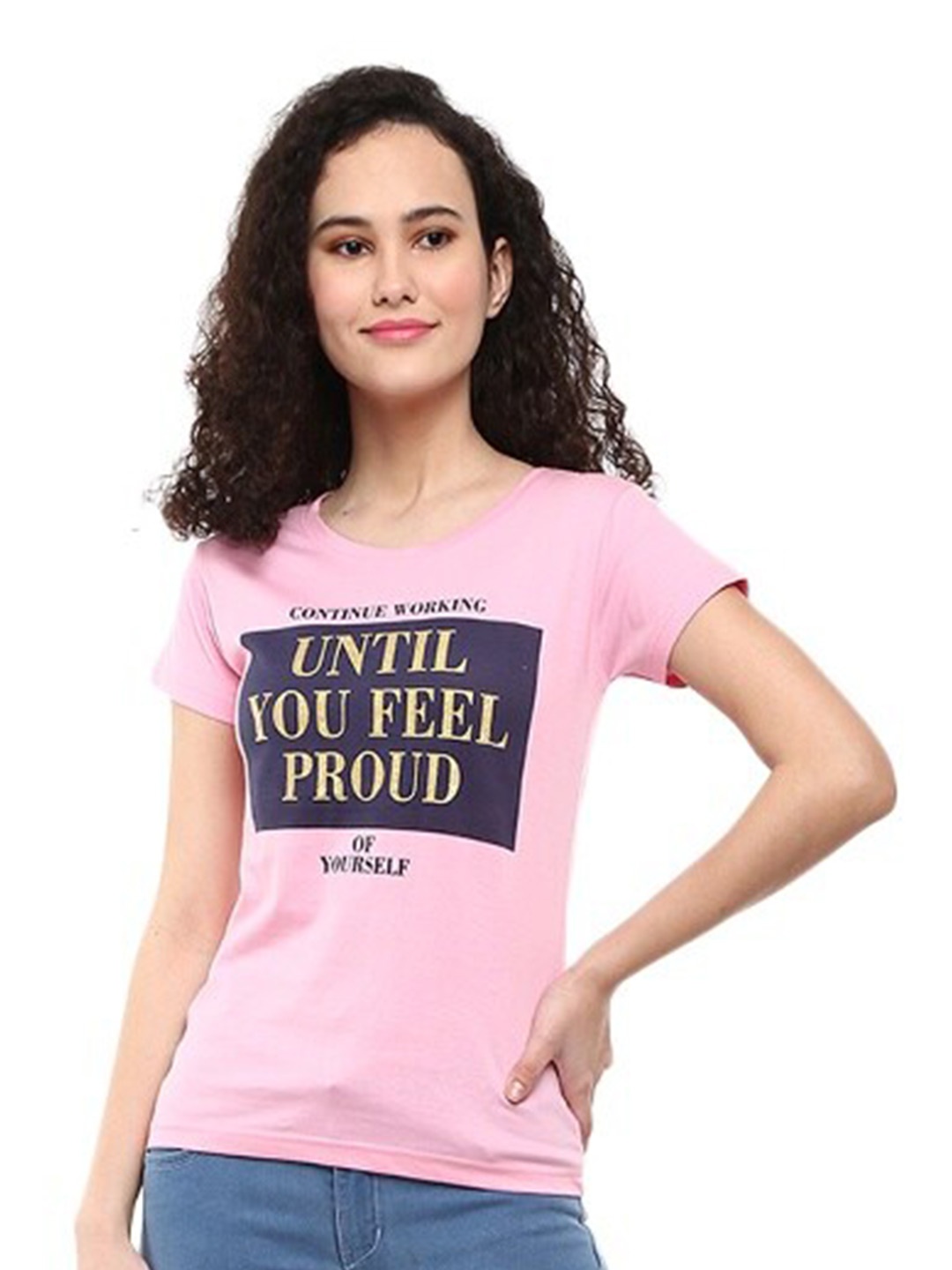 

V-Mart Typography Printed Cotton T-shirt, Pink