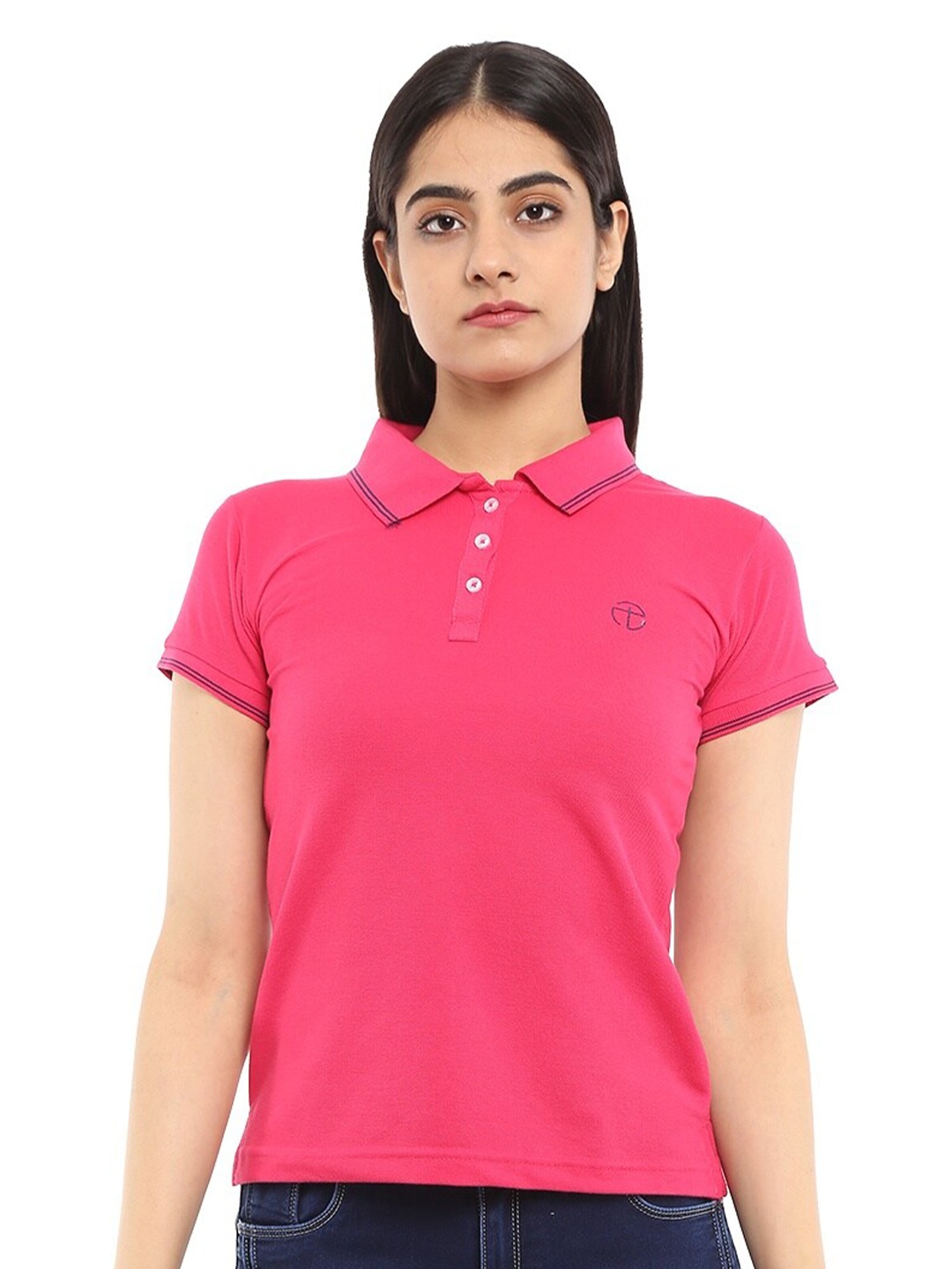 

V-Mart Polo Neck Cotton T-shirt, Fuchsia