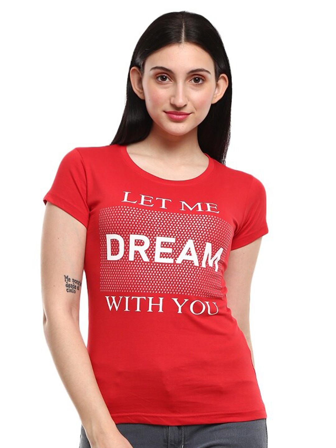 

V-Mart Typography Printed Round Neck Cotton T-shirt, Red