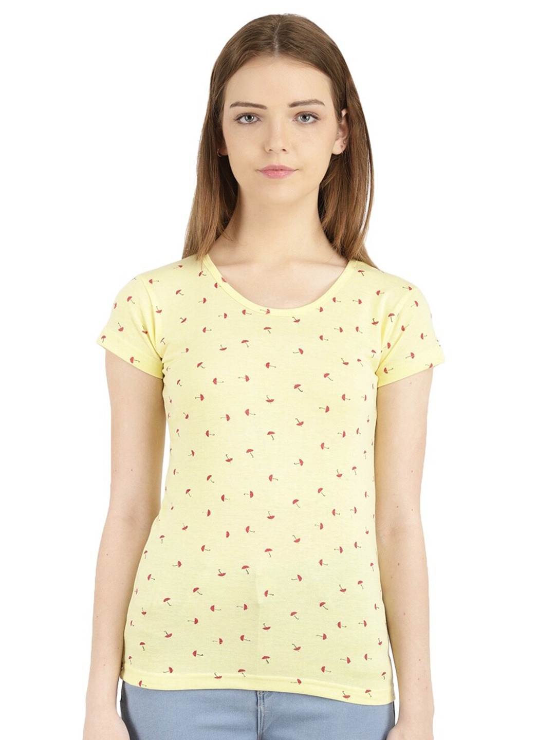

V-Mart Conversational Printed Round Neck Regular Fit Cotton T-Shirt, Yellow