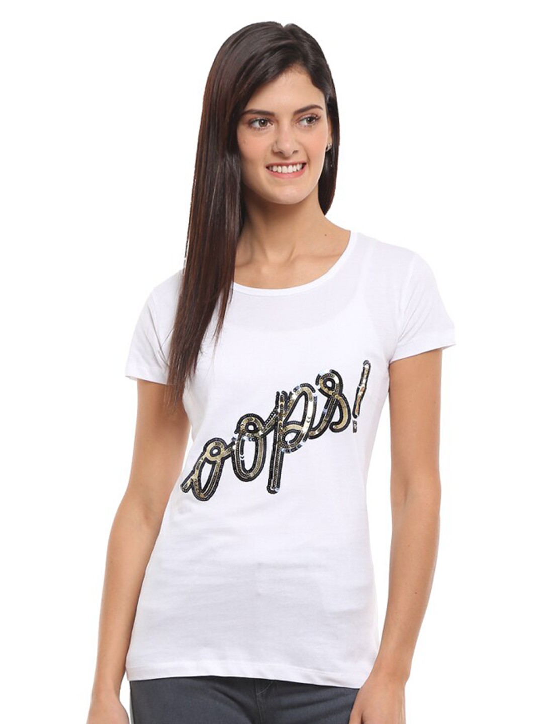 

V-Mart Typography Printed Cotton T-shirt, White
