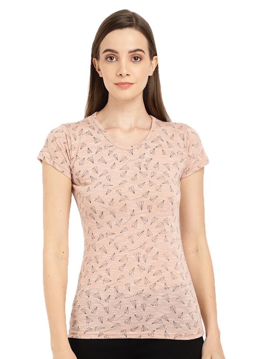 

V-Mart Conversational Printed Cotton Casual T-shirt, Pink
