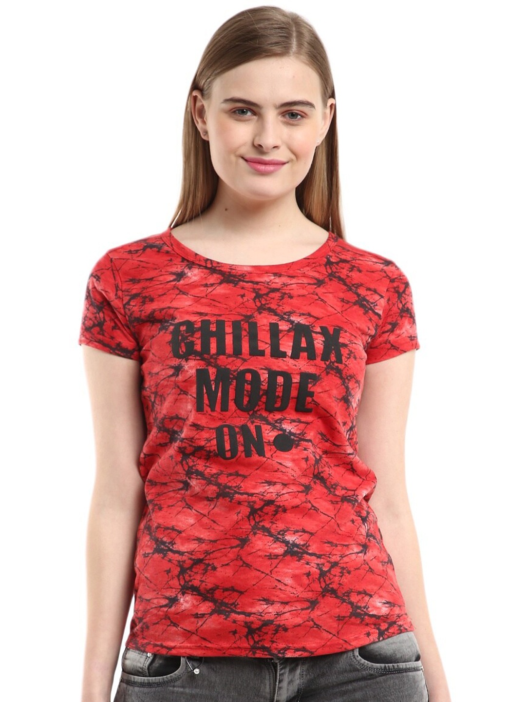 

V-Mart Typography Printed Cotton Casual T-shirt, Red