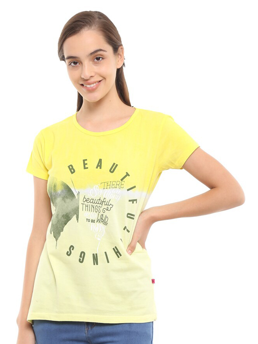 

V-Mart Typography Printed T-shirt, Yellow
