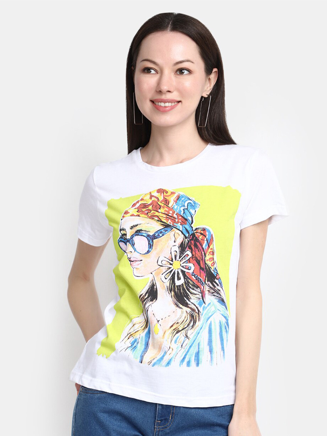 

V-Mart Graphic Printed Cotton T-shirt, White