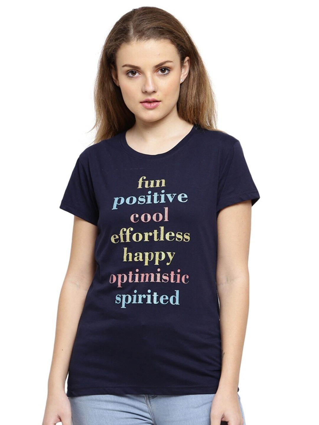 

V-Mart Typography Printed Regular Fit Cotton Casual T-shirt, Blue