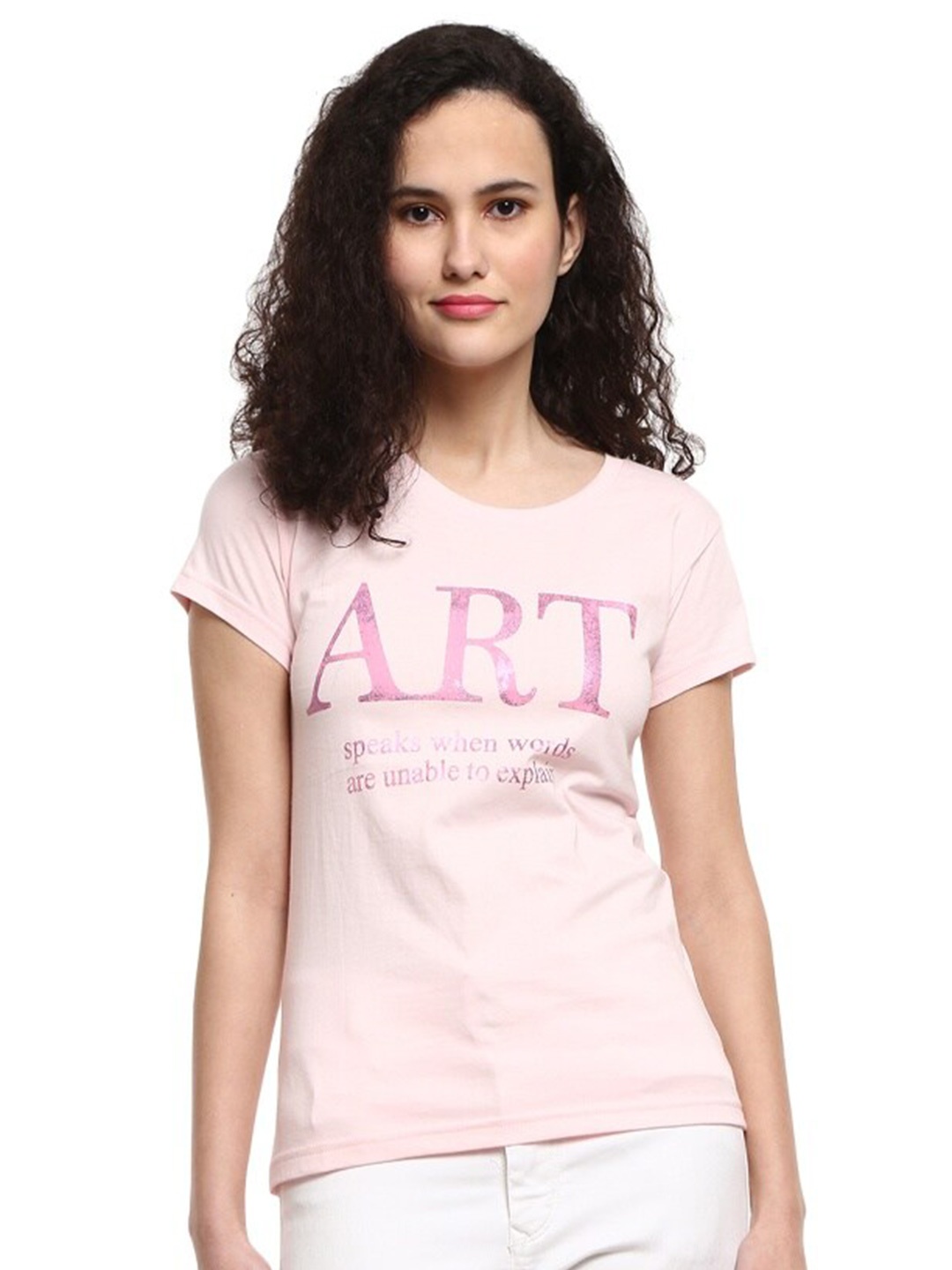 

V-Mart Typography Printed Regular Fit Cotton Casual T-shirt, Pink