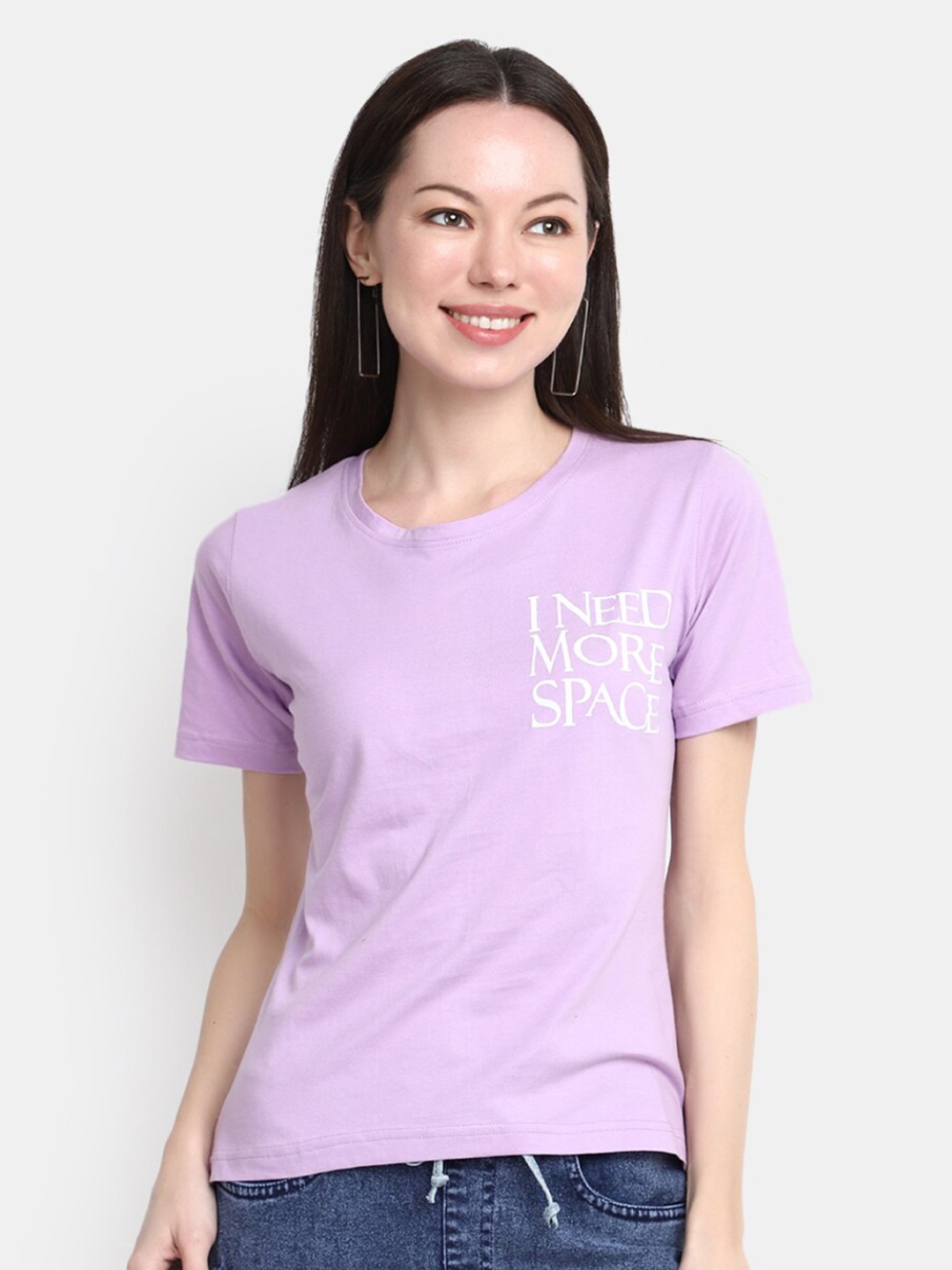 

V-Mart Typography Printed Cotton T-shirt, Purple