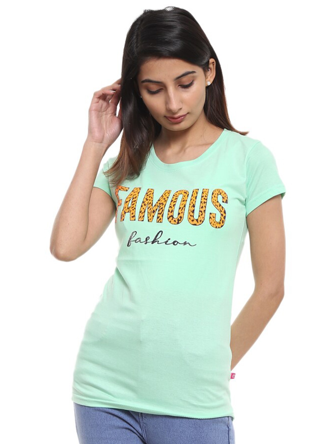 

V-Mart Typography Printed Casual Cotton T-shirt, Green