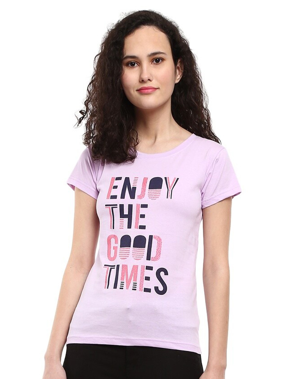 

V-Mart Typography Printed Cotton T-shirt, Lavender
