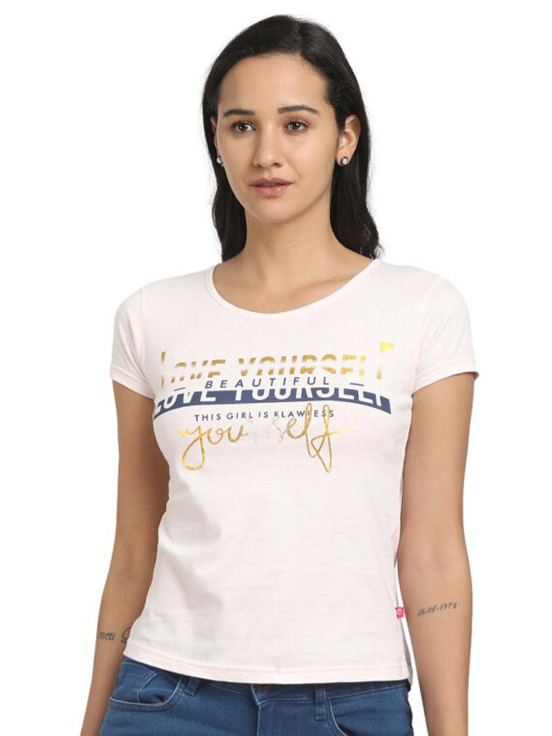 

V-Mart Typography Printed Cotton T-Shirt, Pink
