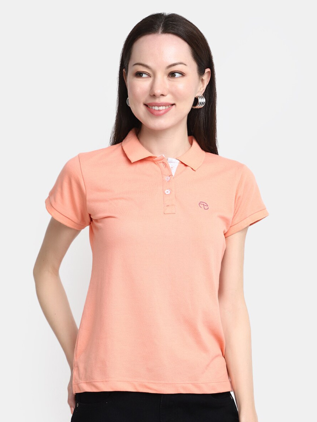 

V-Mart Polo Collar Cotton T-Shirt, Peach