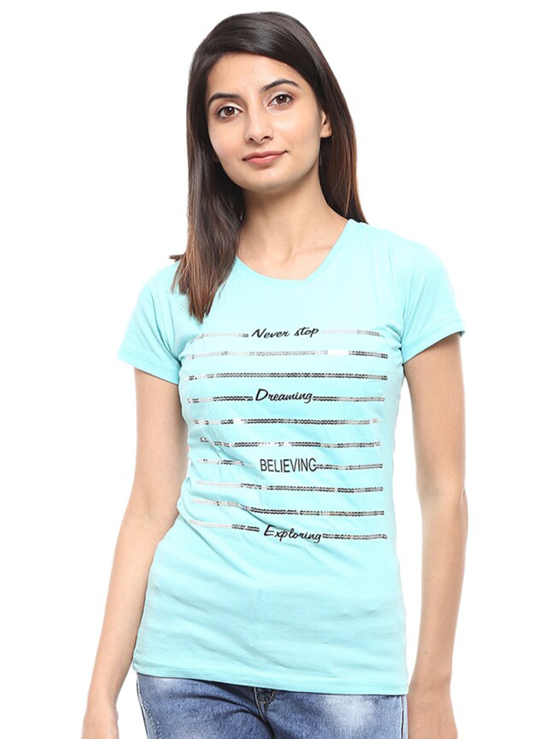 

V-Mart Typography Printed Cotton Regular T-shirt, Blue
