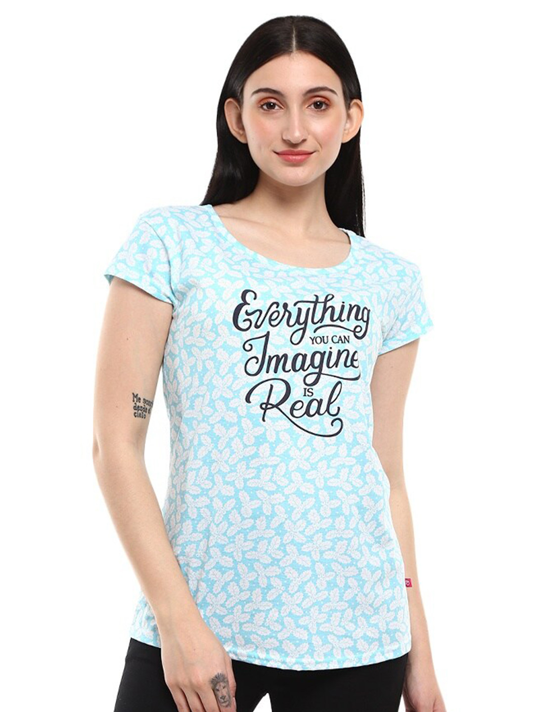 

V-Mart Typography Printed Round Neck Cotton Regular T-shirt, Blue