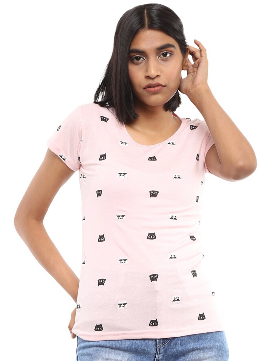 

V-Mart Conversational Printed Cotton T-shirt, Pink