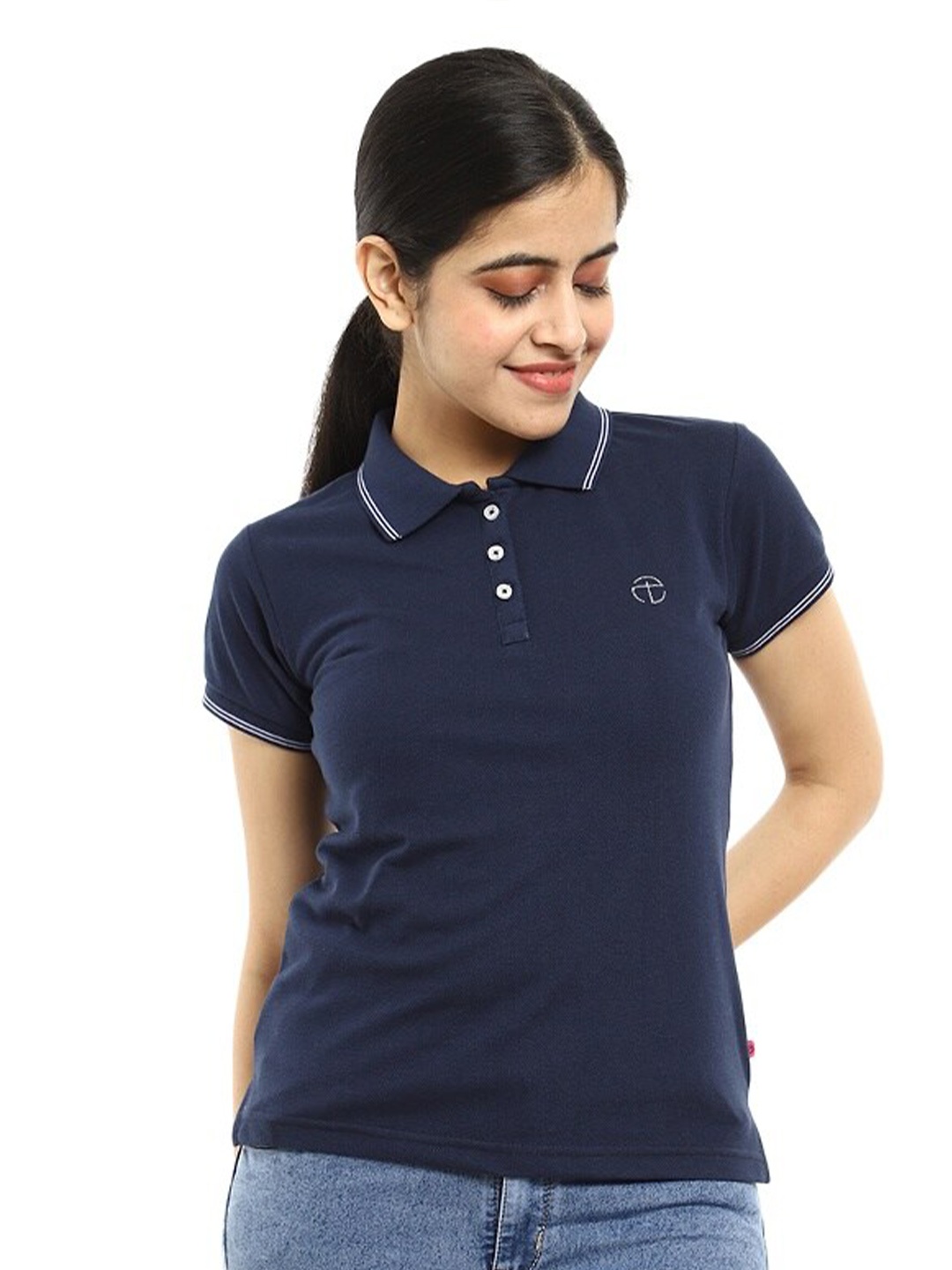 

V-Mart Polo Collar Cotton Casual T-shirt, Navy blue