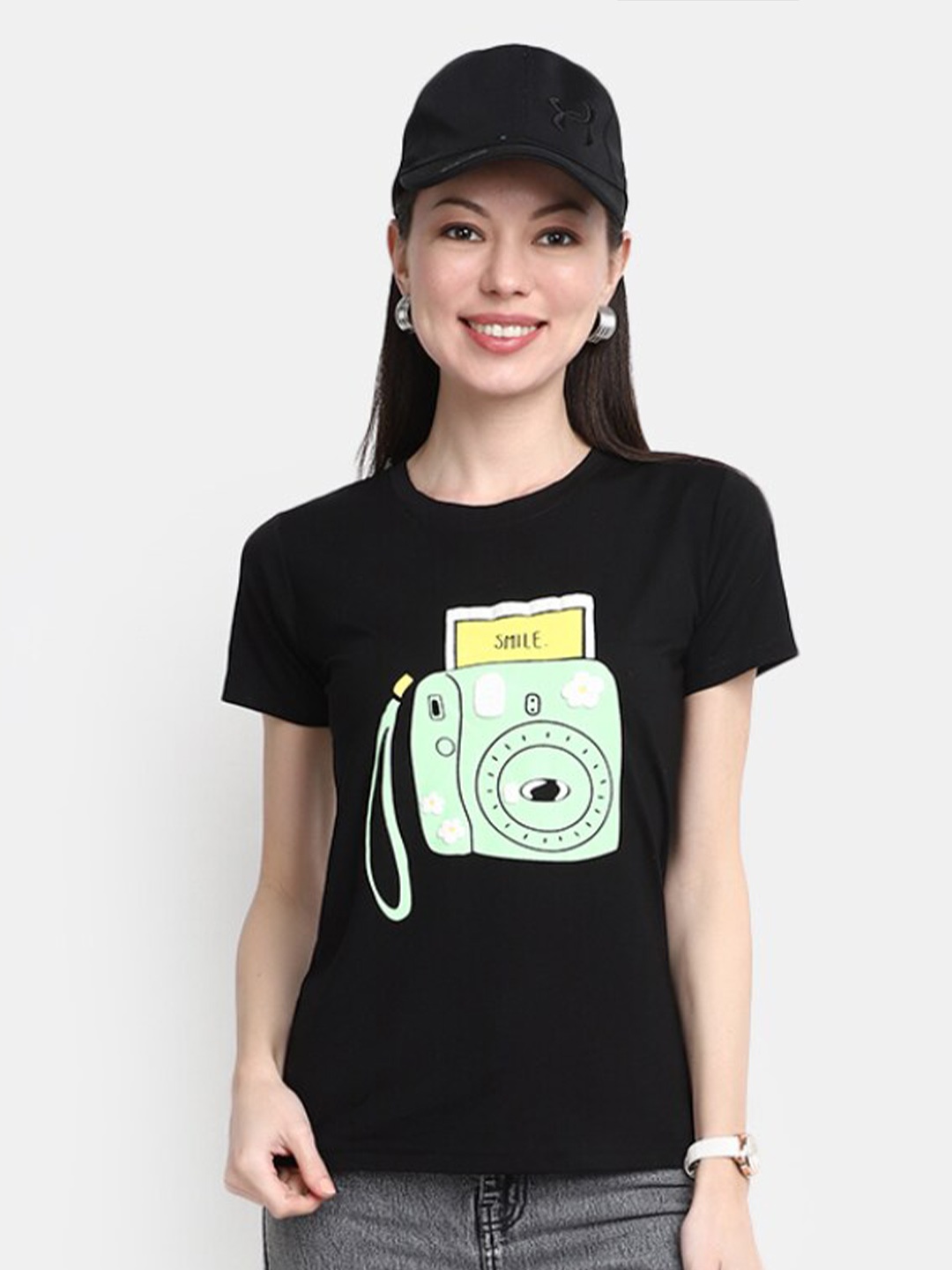 

V-Mart Graphic Printed Cotton T-Shirt, Black